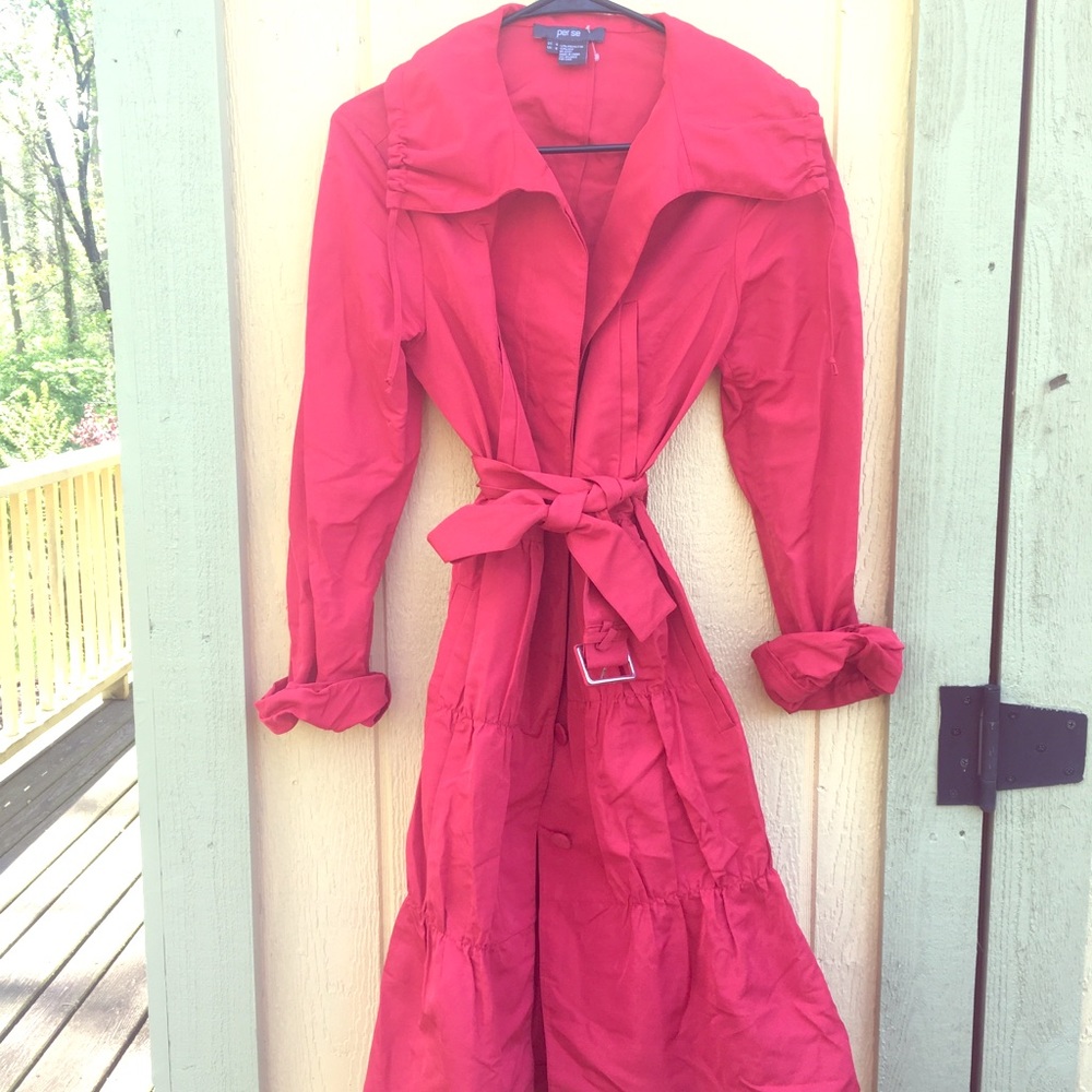 Bright, red vintage style raincoat